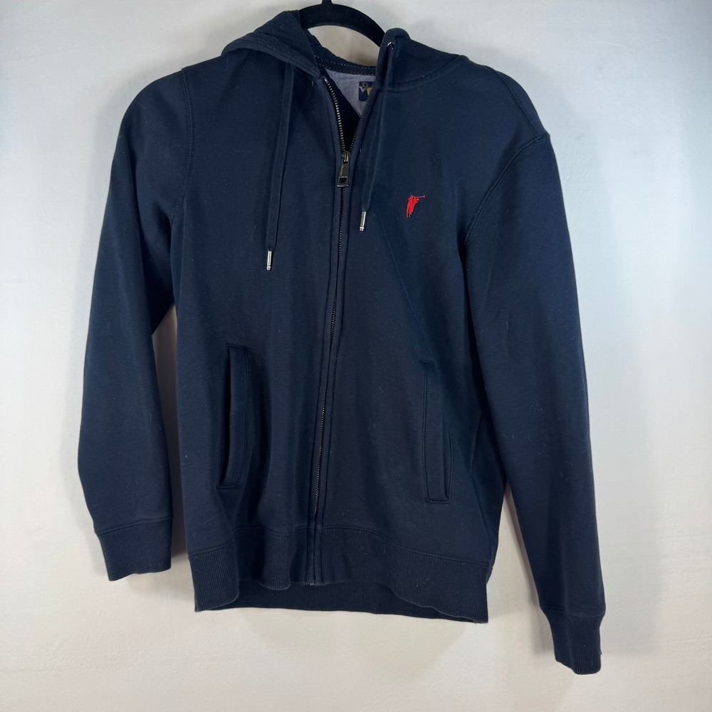 Polo Sport Ralph Lauren Mens Navy Blue Full Zip Hoodie Sweatshirt Small Red Pony